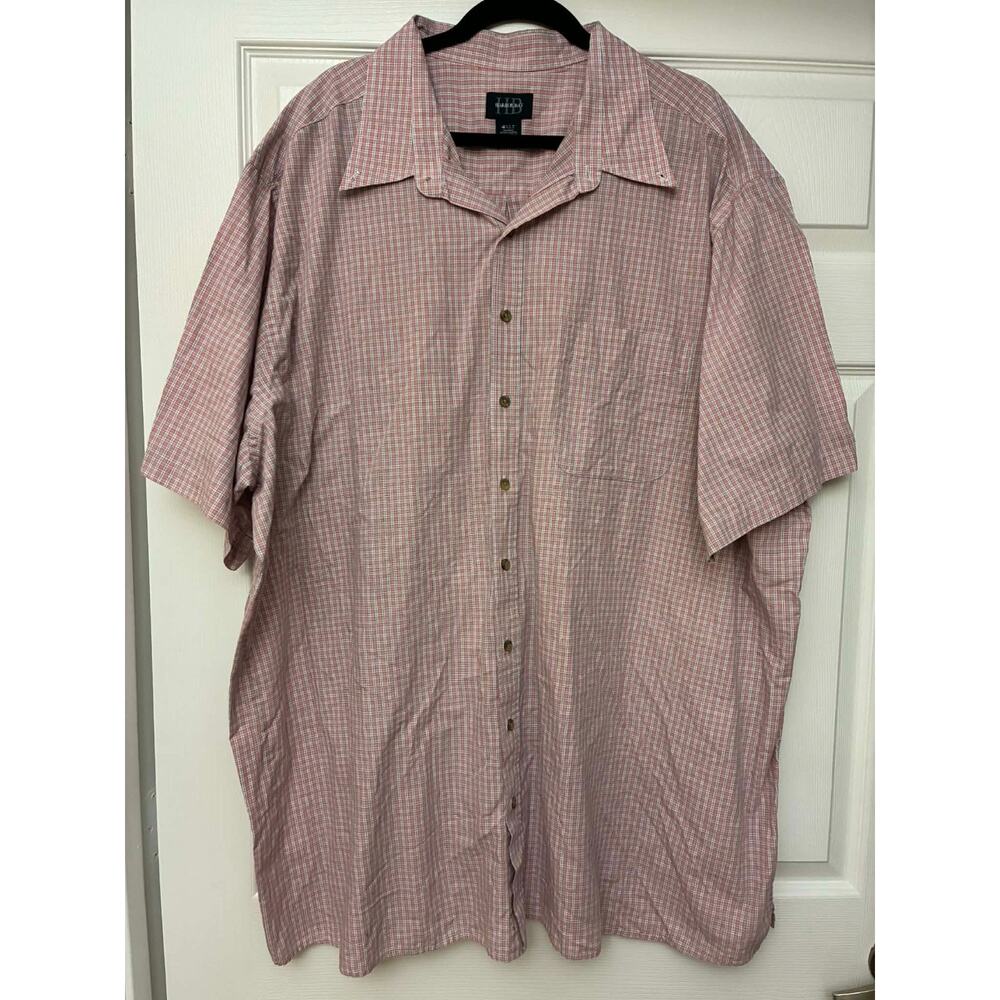 Harbor Bay Men's 4XLT Pink Blue Plaid‎ Short Sleeve Button Up Shirt Big Tall